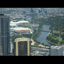 Blick auf den Yarra River und das Melbourne Rectangular Stadium